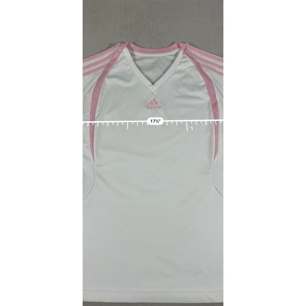 Vintage 2009 Adidas ClimaCool V-Neck Soccer Jersey White Pink Women's Size S - Picture 8 of 16